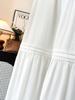 2026 Summer Women's White A-Line Lace Trim Flared Long Skirt with High Waist and Pleats