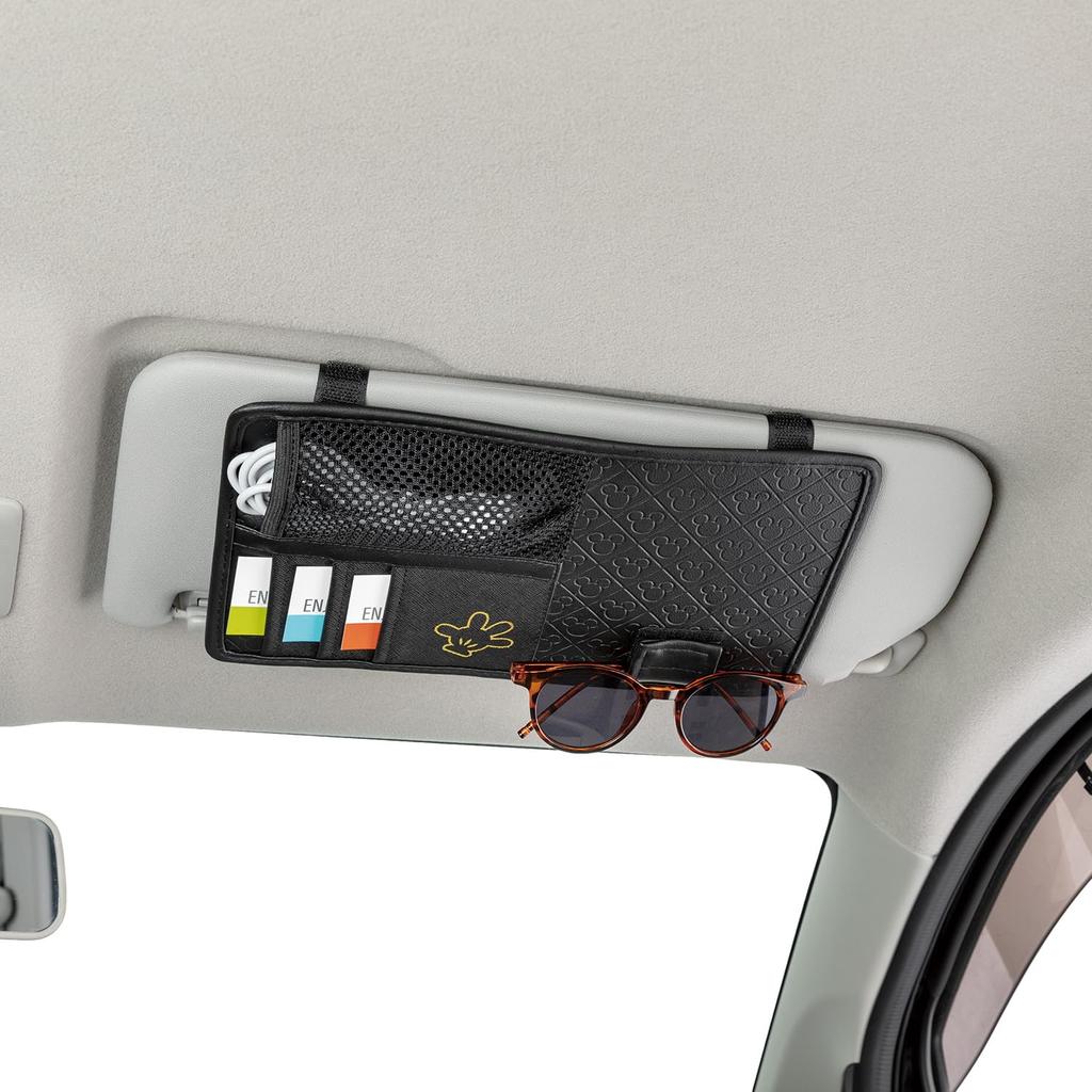 BONFORM Classy Mickey Sun Visor Pocket Storage 280 x 165 x Case, Size 10mm, Color Black, 7244-04BK
