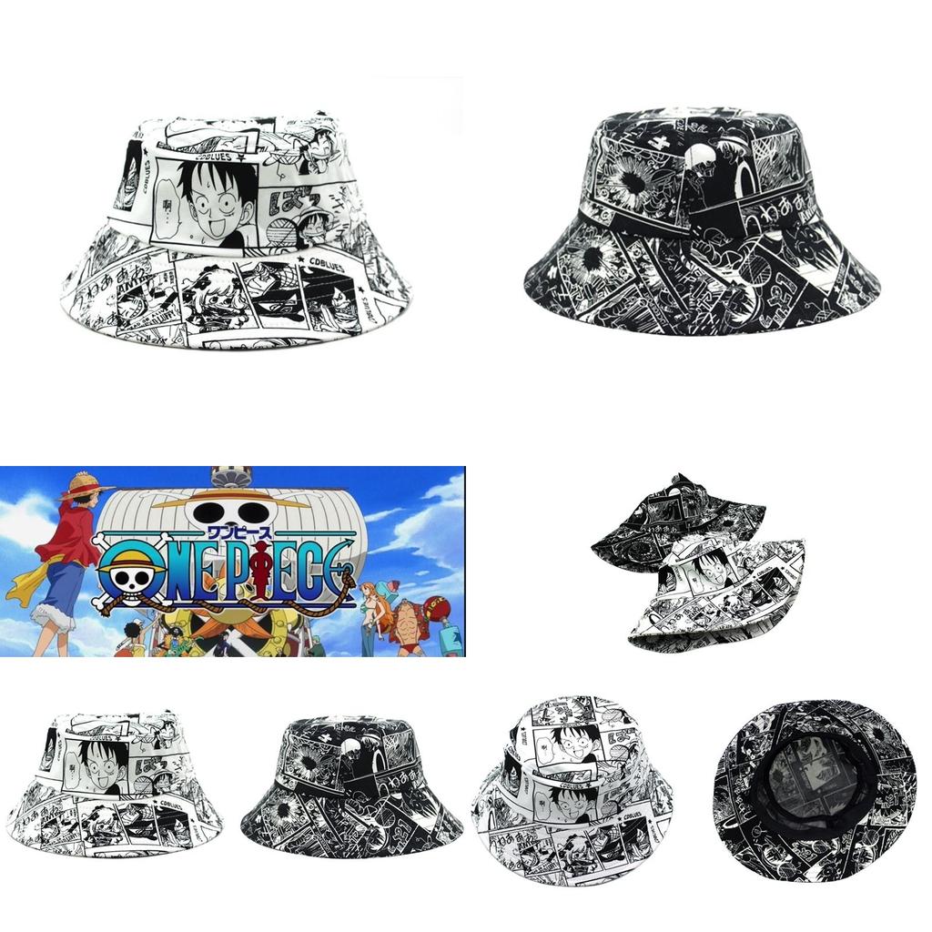 Stilvolle Anime One Piece Cosplay Luffy Aufdruck Fischerhut Eimerhut Für Männer Und Frauen Draußen