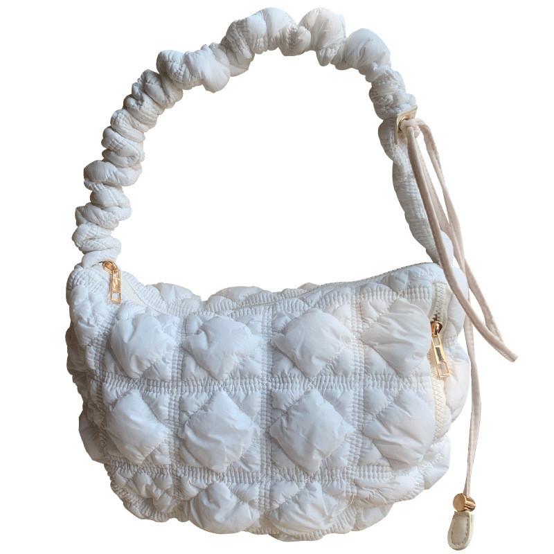 IELGY All-Match One-Shoulder Underarm Korean Version Down Padded Jacket Bag Casual Cross-Body Folded Cloud Bag