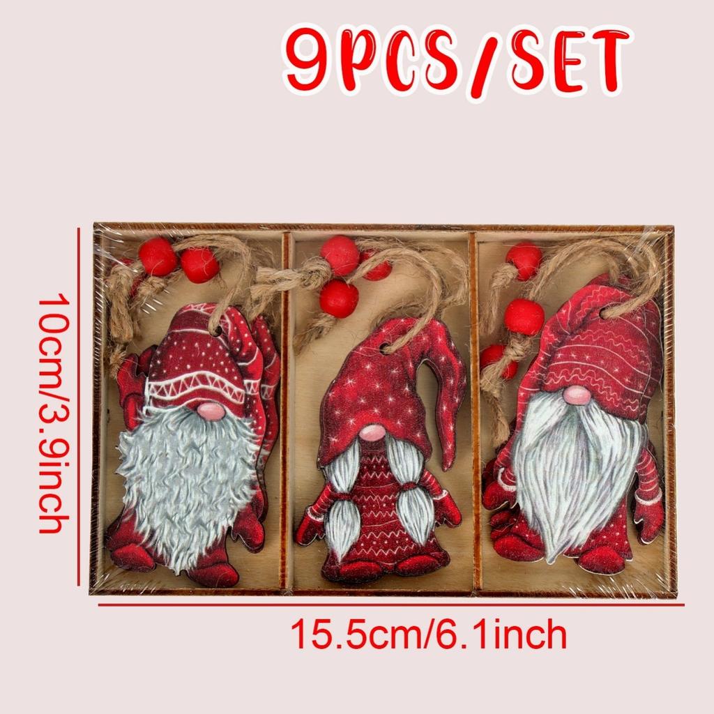 9 Bucăți Stil Vintage Lemn de Mesteacăn Gnomi Decorațiuni Festive Pandantive de Crăciun pentru Casă, Perfecte pentru Cadouri cu o Notă Rustic, Crăciun, Cadouri de Anul Nou