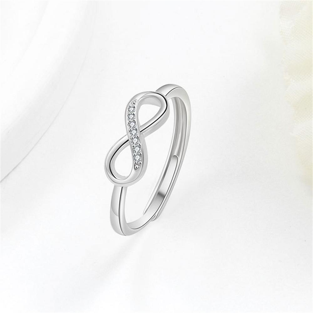 Anello da Donna in Argento Sterling 925 Design di Nicchia Figura 8 Moda Micro Zircone Regalo per Festa di Compleanno Anniversario