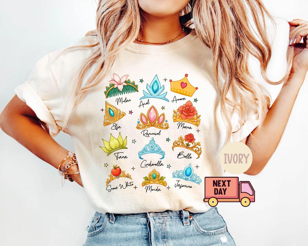 2026 Summer Princess Crown Graphic Tshirt Unisex Unisex Fashion Cotton Quality Casual Loose Short Sleeve Classic Unisex