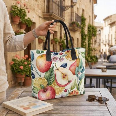  Watercolor Fruit Printed Women Casual Large Tote Bag Daily Outdoor Grocery Shopping Handbag