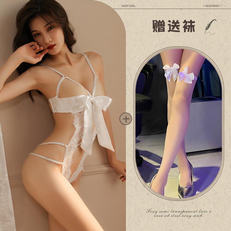 Night Listening Incense Lingerie Sexy Hollow Pajamas Bow One-piece Uniform Seduction Lace Pure Desire Flirting 0