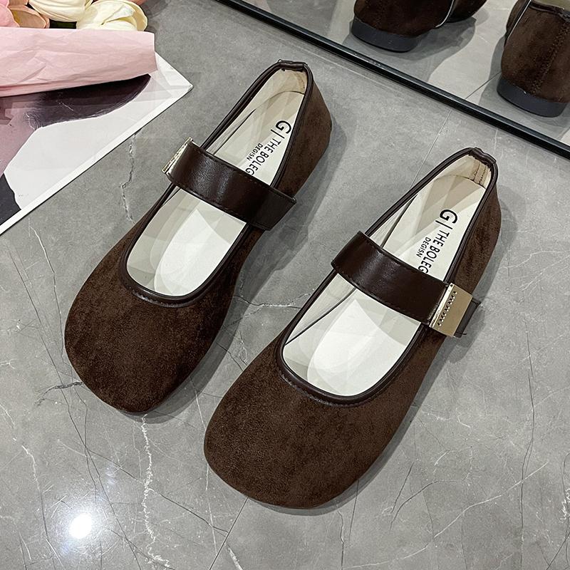 Mode 2025 NEU Retro Eckiger Kopf Flacher Boden Slipper Damenschuhe Frühling Sommer Neu Lässige Samtoberfläche Einzelne Schuhe