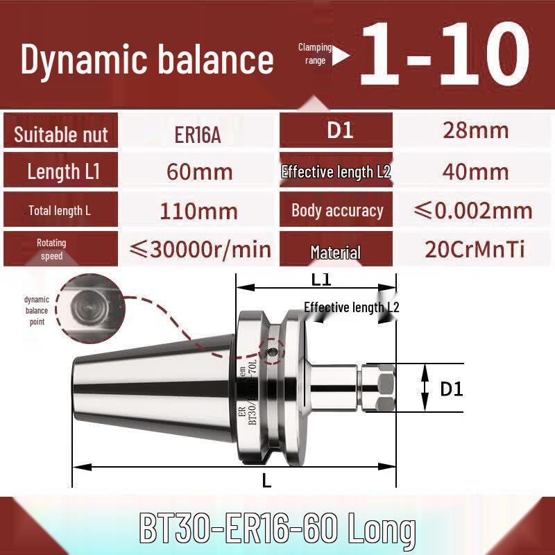 

Aokewen BT30-ER16-70 Dynamic Balance CNC Tool Holder