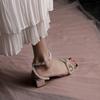 Wedding Sandals High Heels White Pearl Rhinestone Bow Genuine Leather Sweety Princess Style Lower Square Heels Sandals Size33-41