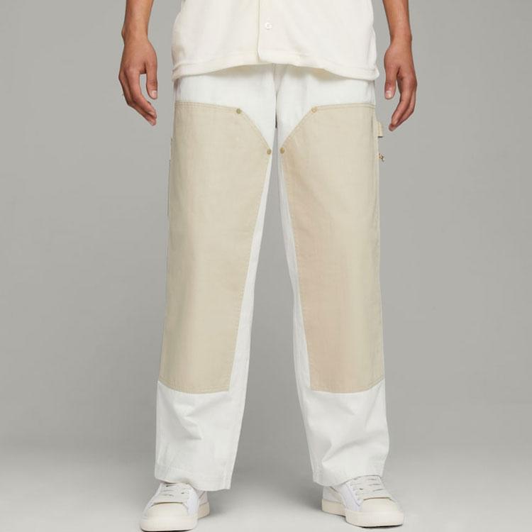 Puma Color Block Wide Leg Casual Pants Men Bottoms Beige 620886-65