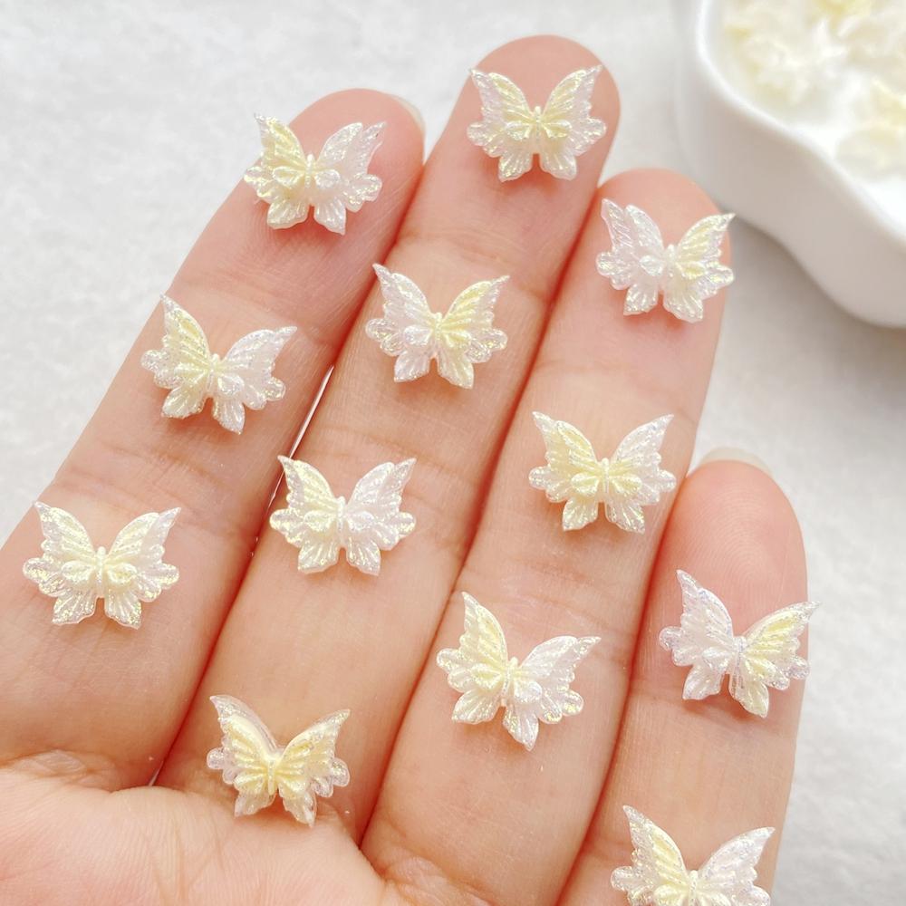 50 Stück Harz Süßer 3D Mini Schmetterling Flache Rückseite Strassstein Scrapbooking DIY Basteln Für Nagel Dekor Schmuck Zubehör