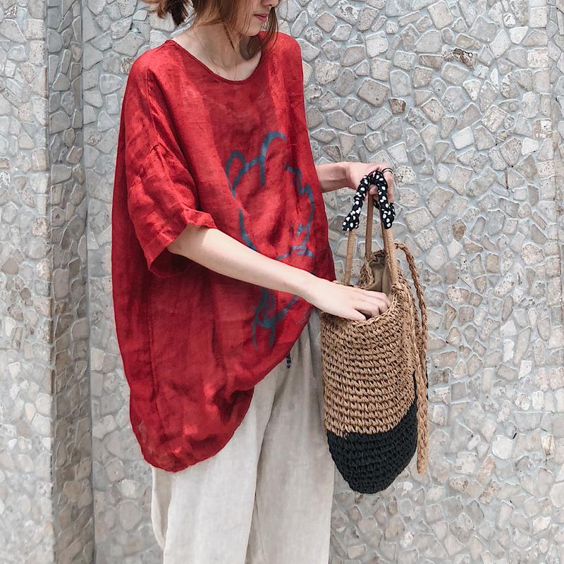 Dimanaf 2025 Women T-shirt Summer Linen Shirt Blouse Short Sleeve Fashion Tops Tees Loose Tees New Black Blouse