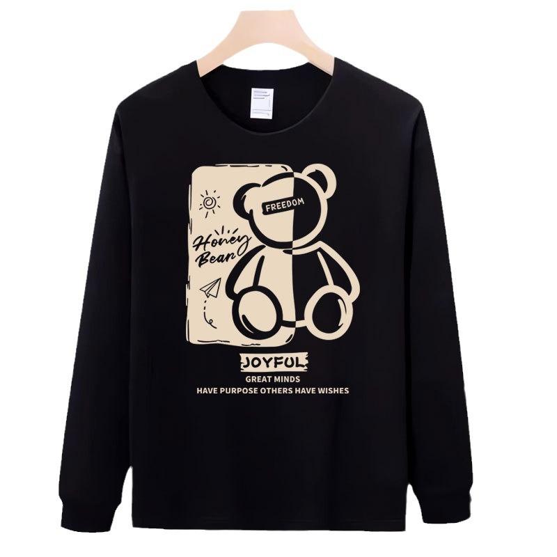 Heavy Round Neck Men'S T-Shirt Autumn American Trendy Brand Personalized High-Quality Printing Versatile Long-Sleeved Clothes
