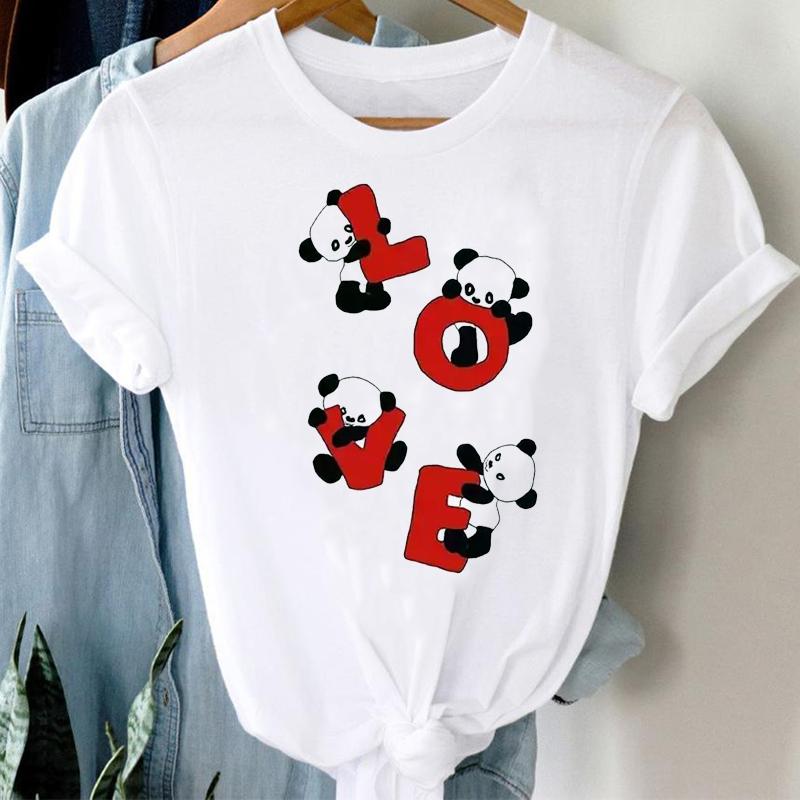 ZX TEE Cute cartoon koala print ladies T-shirt Panda Girl Animal Clothes Panda Cartoon Stylish Tshirt Top Animal Lovers shirt gift