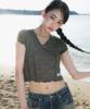 ROSEFRANTZ Rose Lace Slim T-Shirt [Khaki]