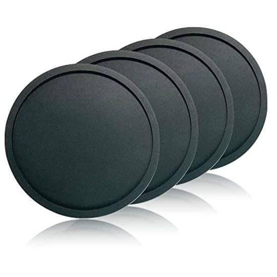iiNOWL Coaster Silicone Set 4 Stylish Round Diameter Approximately 10cm Heat Resistant Flexible Material Black (Plain Black)