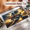 Car Racing Theme Soft Crystal Velvet Rug Custom Name & Text Print Non Slip Floor Rug for Bedroom Living Room