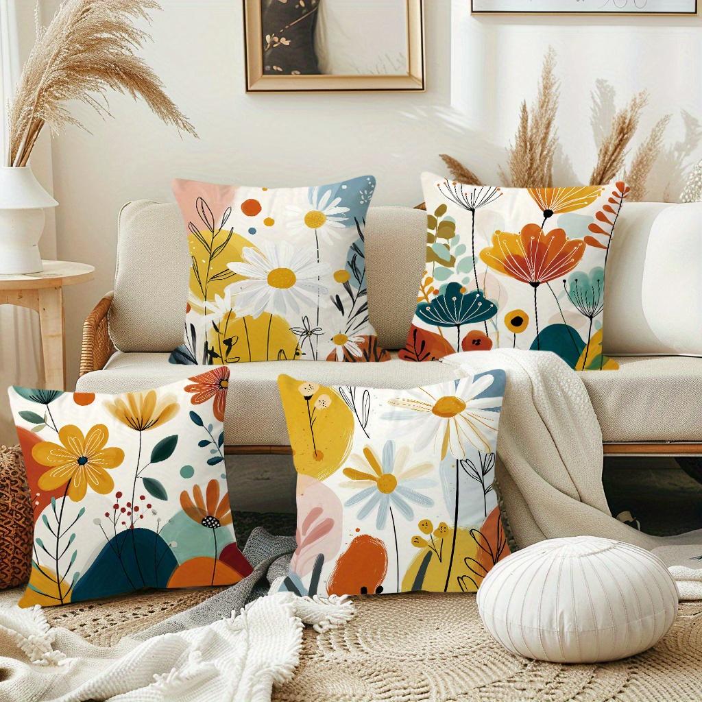 Home Decor Colorful Floral Patterned Pillow Covers For Home Pattern Cushion Cover Suitable For Sofa Bedroom Car Pillow Cover