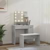 VidaXL Vanity Set with LED Cosmetic Table Makeup Dressing Table Jewelry Table Bedroom Concrete Grey 3114118