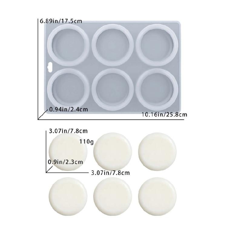 6 Compartment Circular Silicone Mold Multipurpose Round Soap Silicone Mold For Making Soap Candle Chocolate And Cake Baking