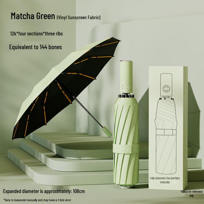 Compact Dual-Use Automatic Umbrella for Sun & UV Protection - Unisex, Large, Lightweight, Foldable