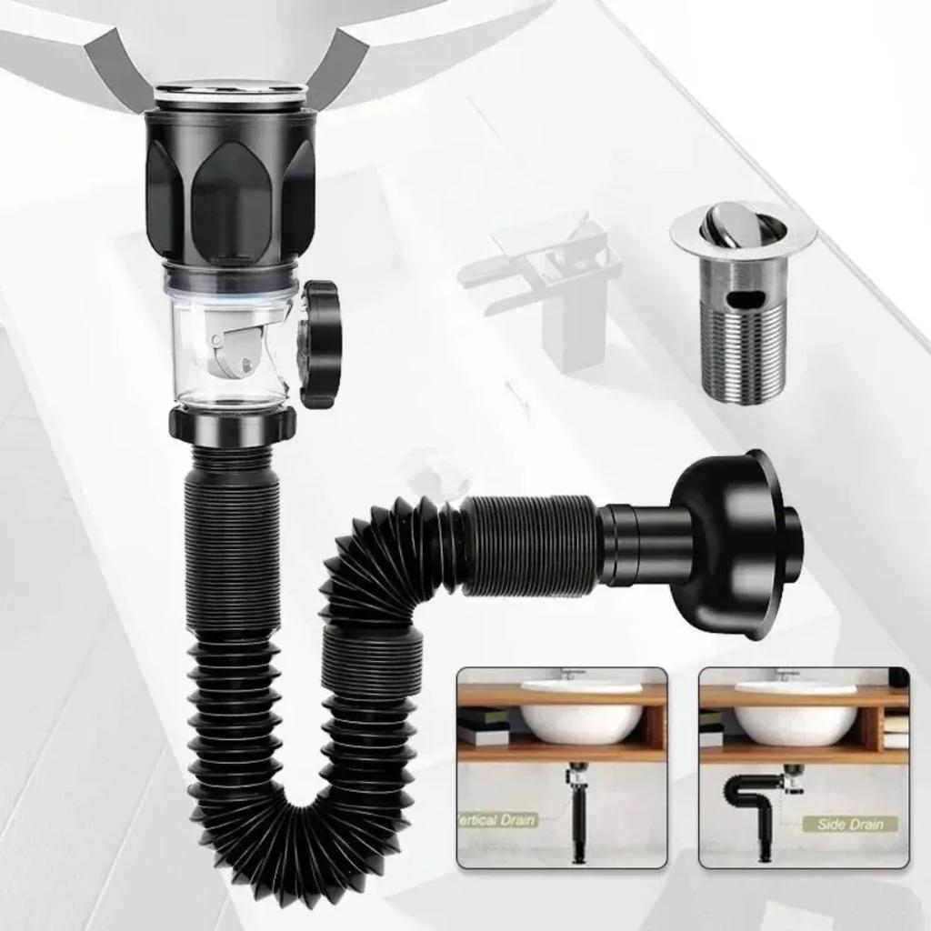 Universal Drain Strainer Stainless Steel Flip Lid Design ABS Telescopic Pipe Anti Odor for Kitchen Bathroom Sink Accessories