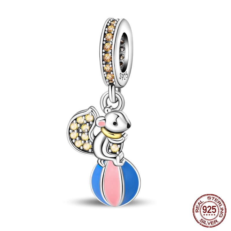 New Copper Colorful Balloon Bear Air Balloon Card Charm Beads Fit Brand Original Bracelet Diy Fine Jewelry Gift