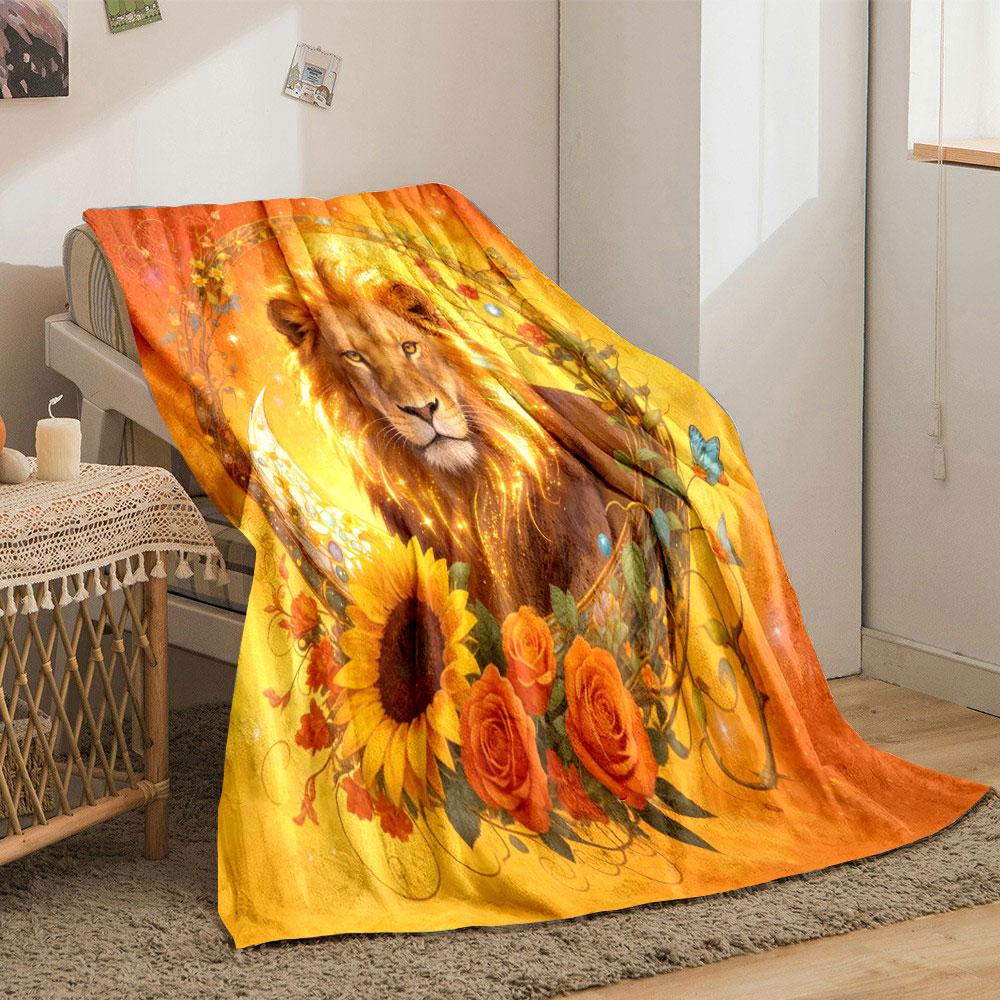 1PC Dreamy Flowers Wreath Animals Printing Adult Children Warm Blankets Home Travel Car Soft Comfortable Luxury Gifts