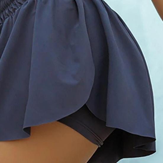 Women Shorts Wear-resistant Elastic Drawstring Flowy Biker Shorts Butt Scrunch Skirt for Yoga