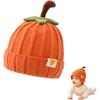 Kinder-Beanie Kürbis-Design Orange, Weiche Wintermütze für Jungen und Mädchen, Baby-Mütze Warm mit Acryl-Rippmuster, Halloween-Kopfbedeckung für Kleinkinder
