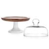 Acacia Plate On Porcelain Foot , Wooden Tray