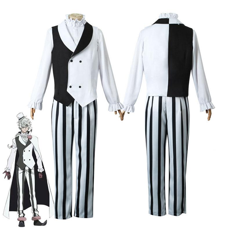 Bungo Stray Dogs Nikolai Gogol Cosplay Costume Hat Wig Season 4 Cloak White Black Uniform Wig Anime Hunter Dogs Halloween Costum