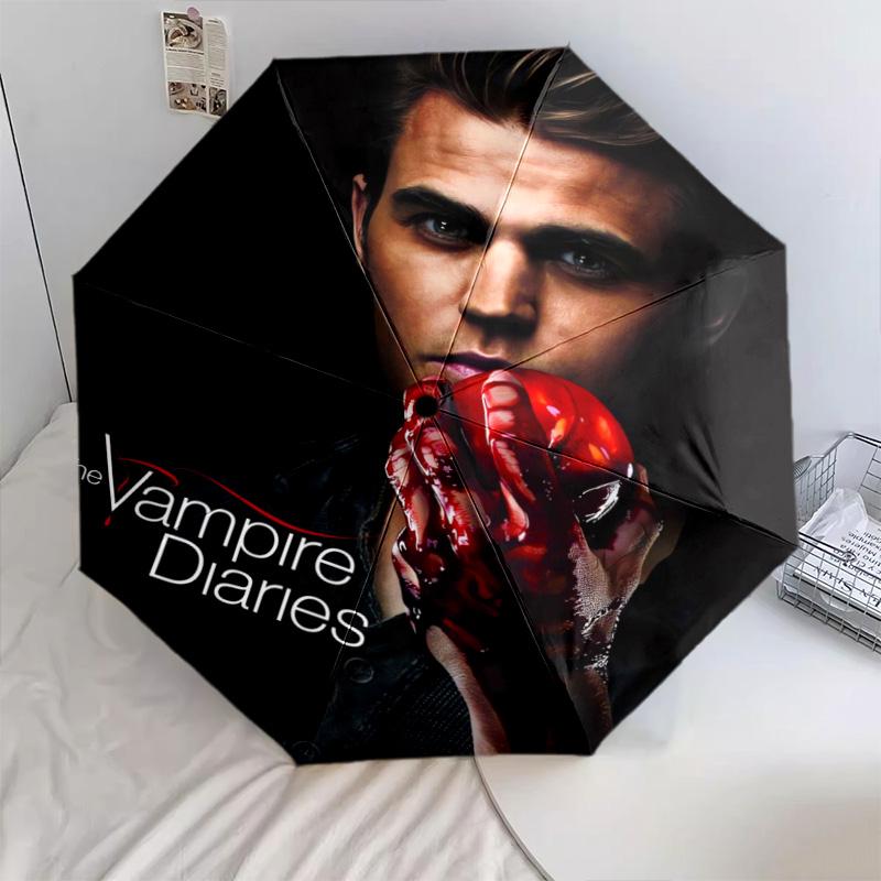 Blood Desire: Vampire Diaries Folding Umbrella Suitable for All Seasons 8 Paraphenoid Bones Umbrella Travel Umbrella