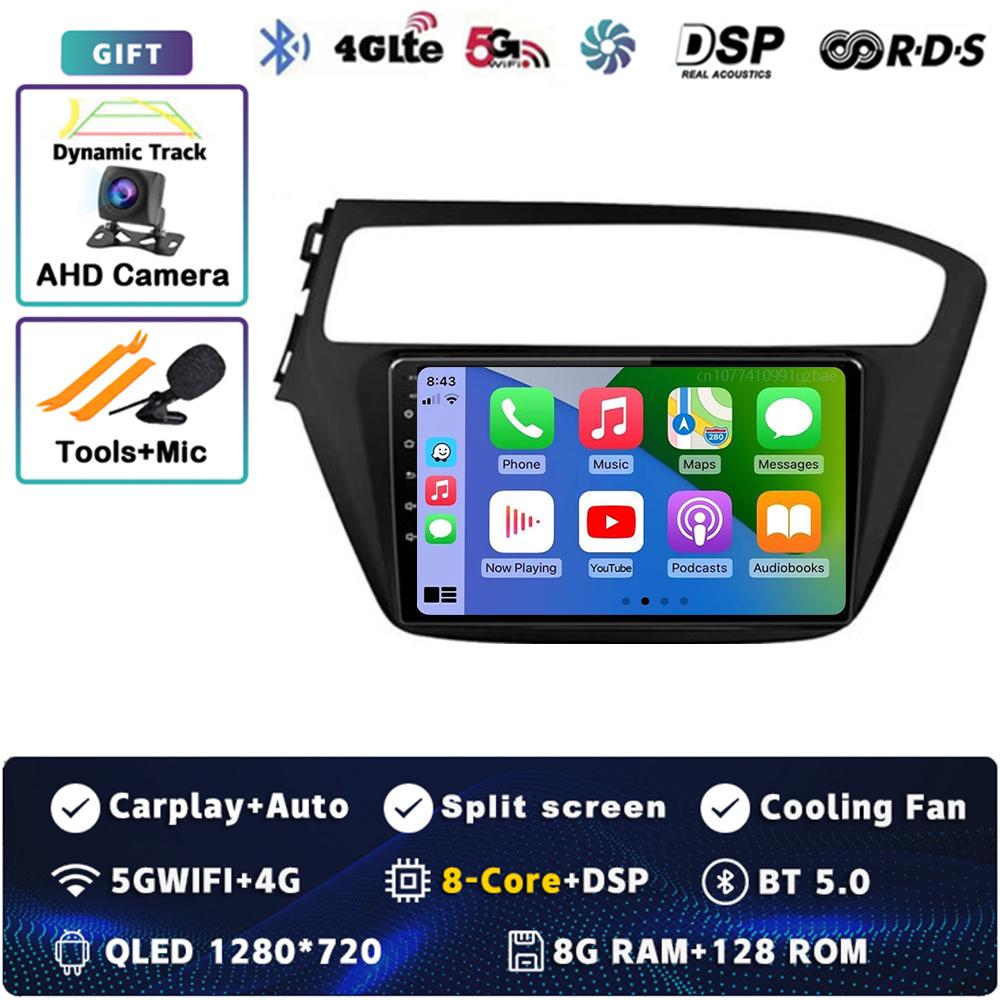 Android 14 Carplay Auto For Hyundai I20 2018 2019 Car Radio 4G WIFI Navigation Player Multimedia srereo 360 Camera GPS Video DSP
