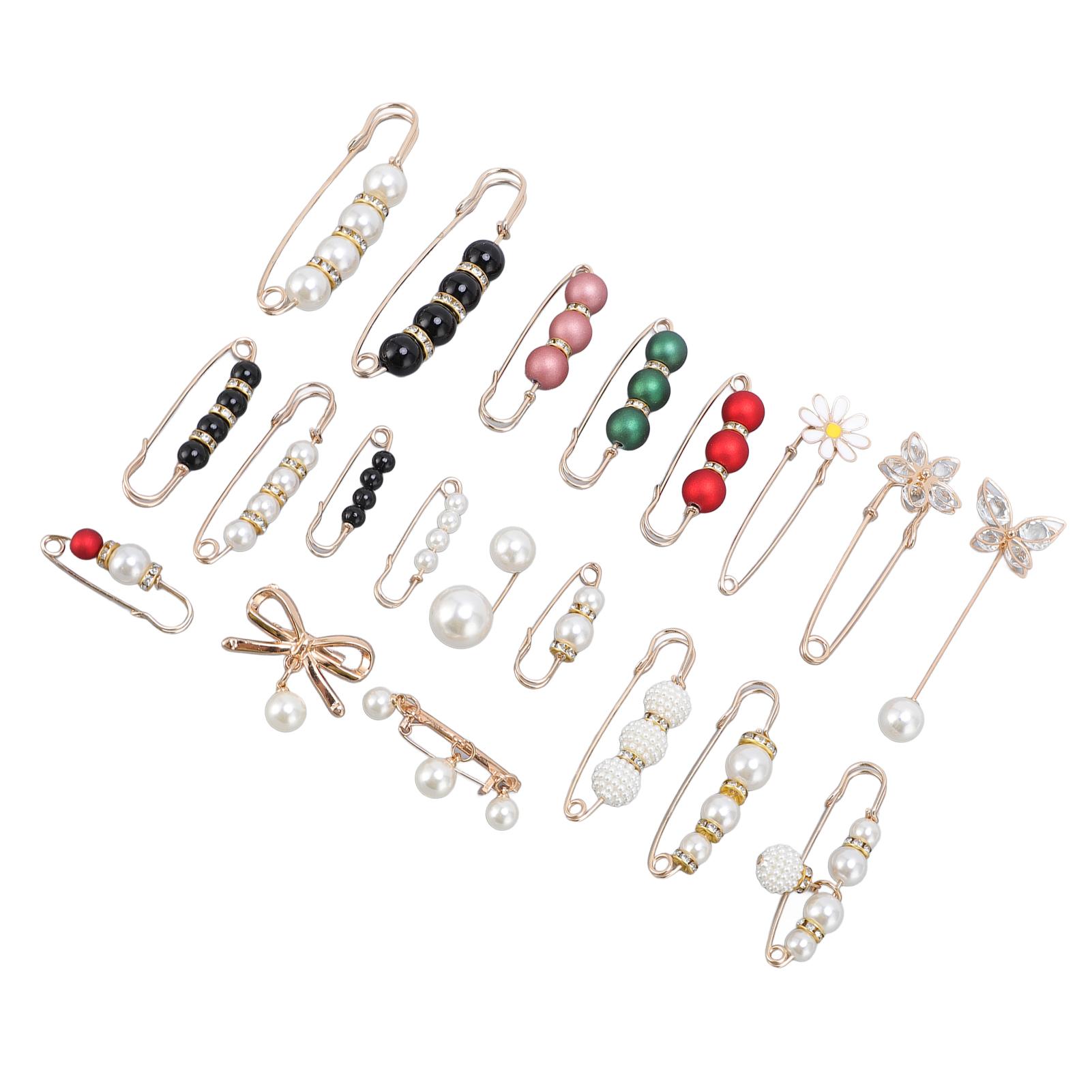 

20 Pieces Pants Waist Clips Fashion Pearl Brooch Clothing Tightener Security Pins for Collars Hats Bags Sweaters