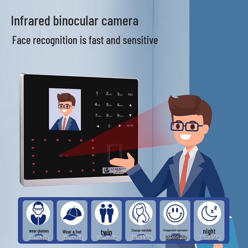 U-MACH Network Facial Recognition & Fingerprint Attendance Machine CN plug (adapter included)