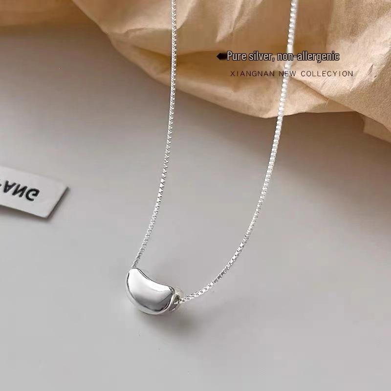 925 Sterling Silver Bean Necklace - Light Luxury High-End Clavicle Chain, 2023 Fashion