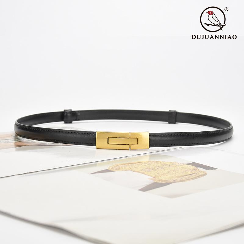 Kvinners skinn tynt belte All-Match Justerbart et par spenner Belte kvinnelig pynt kjole belte