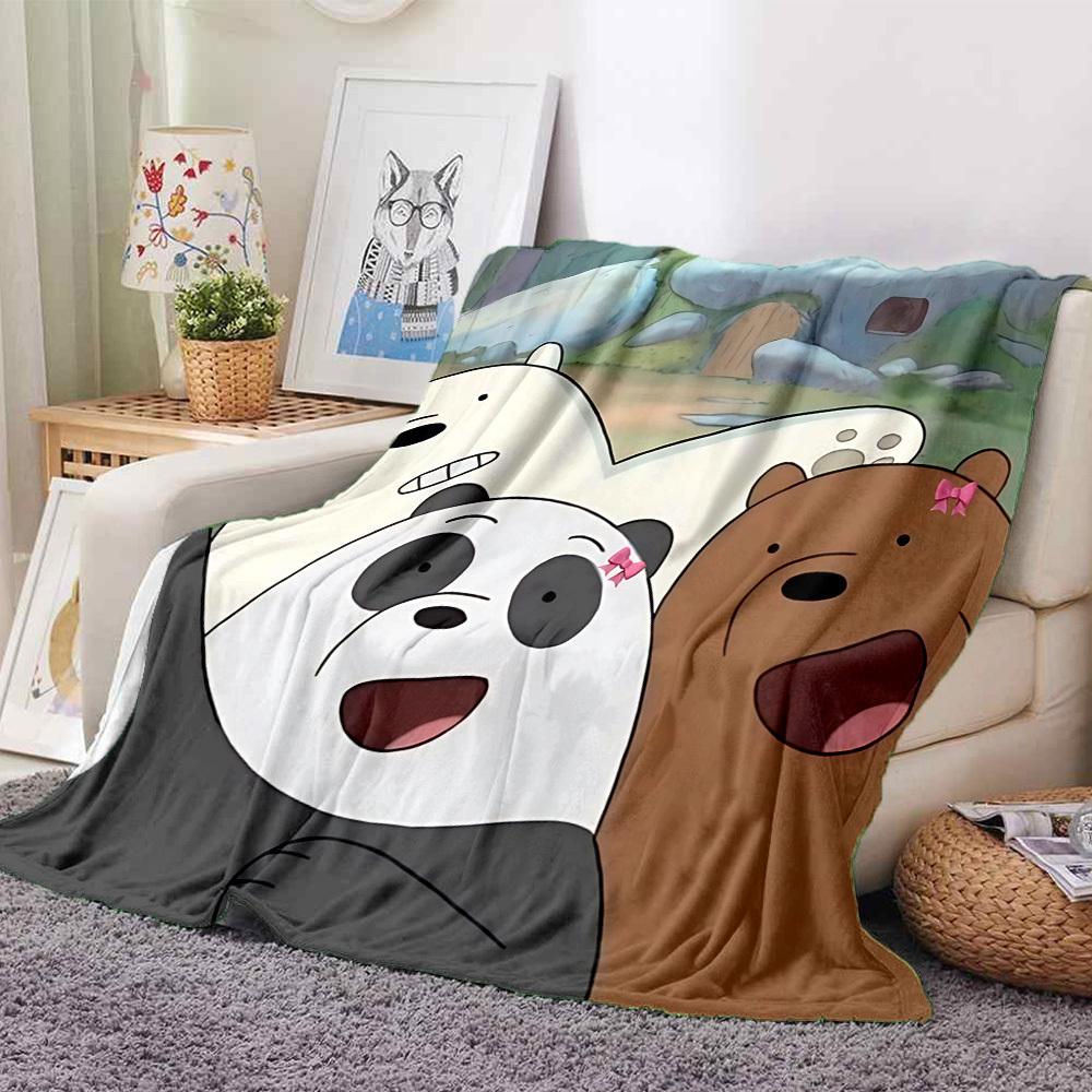1pc We Bare Bears Flannel Throw Blanket Lightweight Soft Warm All Season Blanket for Sofa, Bed, Travel,L1028156