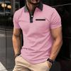 Summer New Men's Casual Chest Pocket Solid Colour Short-sleeved Casual T-shirt POLO Shirt Tops