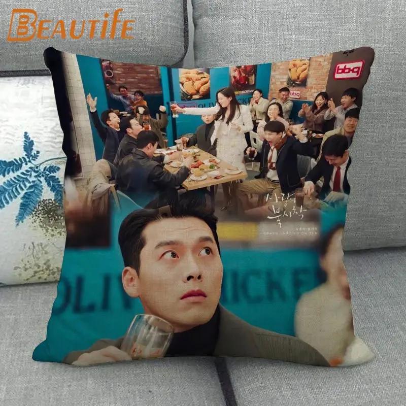 Custom Crash Landing On You Hyun Bin KPOP Pillowcase 45X45cm Wedding Decorative Eco-Friendly Cotton Linen Fabric Pillow Case