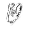 925 Sterling Zilver Knuffelring voor Vrouwen Verstelbare Knuffelende Handen Open Liefde Belofte Vriendschapsring