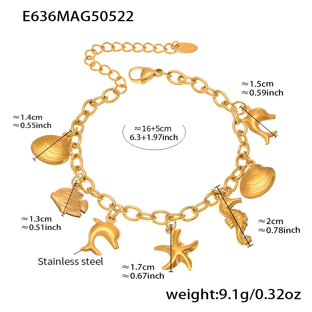 316 Stainless Steel Gold-plated 18K Femme Bracelet Women Fashion Starfish Dolphin Shell Pendant Hand Bracelet 2025 Trend Zircon