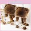 Urocza Pluszowa Czapka Szop dla Dzieci z Sztucznym Futrem na Zimę, Ciepła i Rodzinna do Noszenia na Zewnątrz