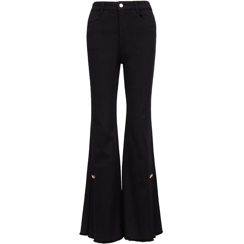 

VEROMODA Женские джинсы клеш с необработанным краем и бисером L