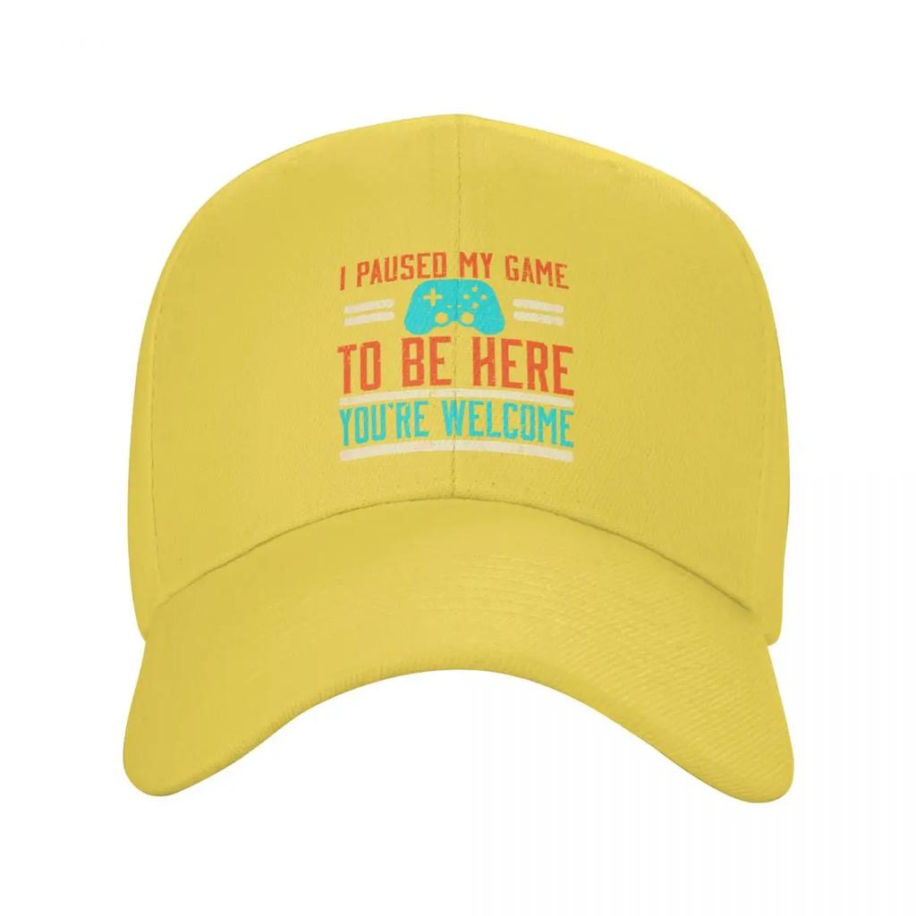 Custom Gamer Paused My Game To Be Here Video Gaming Gift Baseball Cap Hip Hop Women Unisex Adjustable Dad Hat Summer Snapback Caps