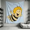 Bees and Maya Wall Tapestry Aesthetic Wall Hanging Printed Fabric Blanket Decorative Tapestries for Bedroom Living Room Home Decor