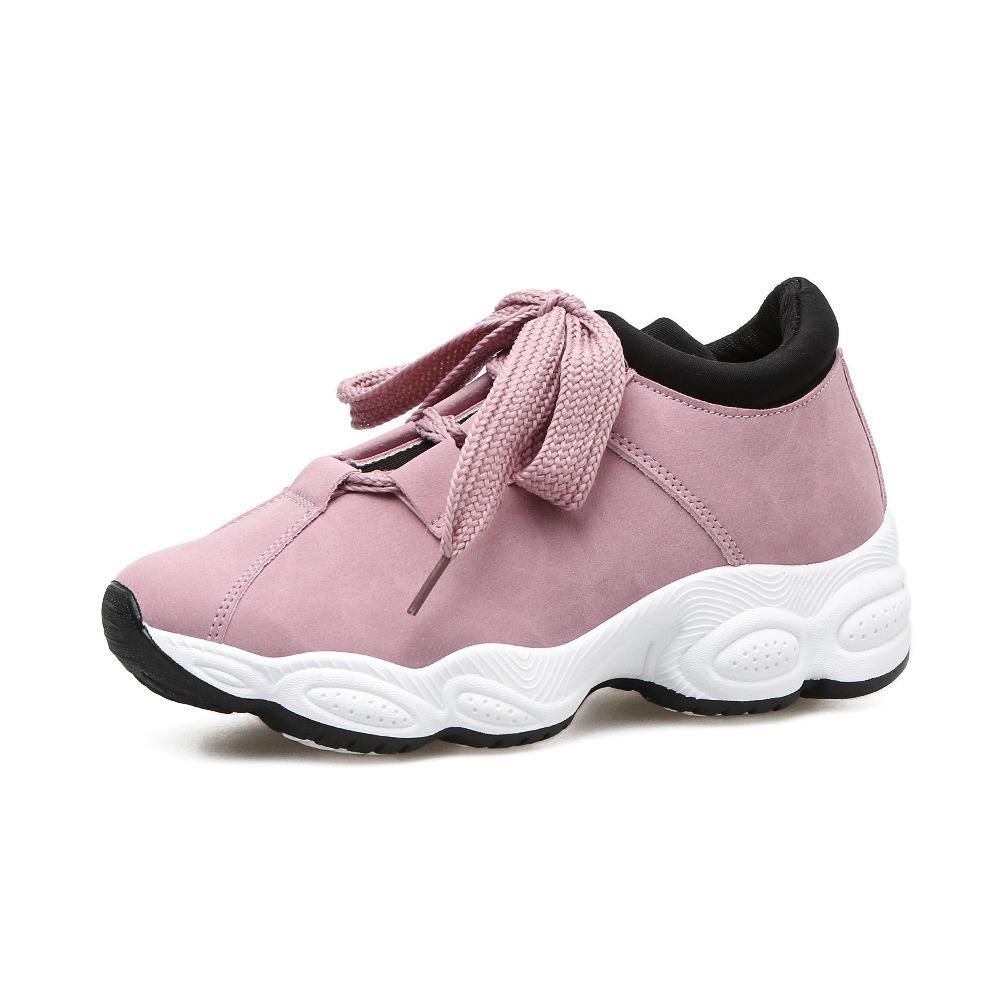 

Women s Korean Style Trendy Thick-Soled Breathable Casual Sneakers Size 39 розовый