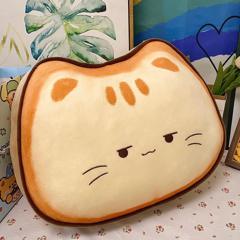 45cm Lovely Butter Cat Plush Stuffed Animal Biscuit Toast Pillow Softs Huggable Doll Toys Birthday Gift Sofa Cushion for Girls