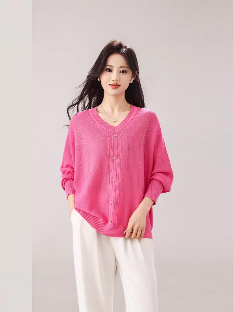 Plus Size Women s Batwing Sleeve Pullover - 2026 Spring/Summer Korean-Style Loose Knit Sweater One Size абрикосовый