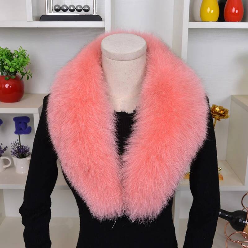 Real Fox Fur Collar For Women Winter Neck Keep Warm Scarves Men Fashion Luxury Genuine Coat Jacket Shawl Big Size